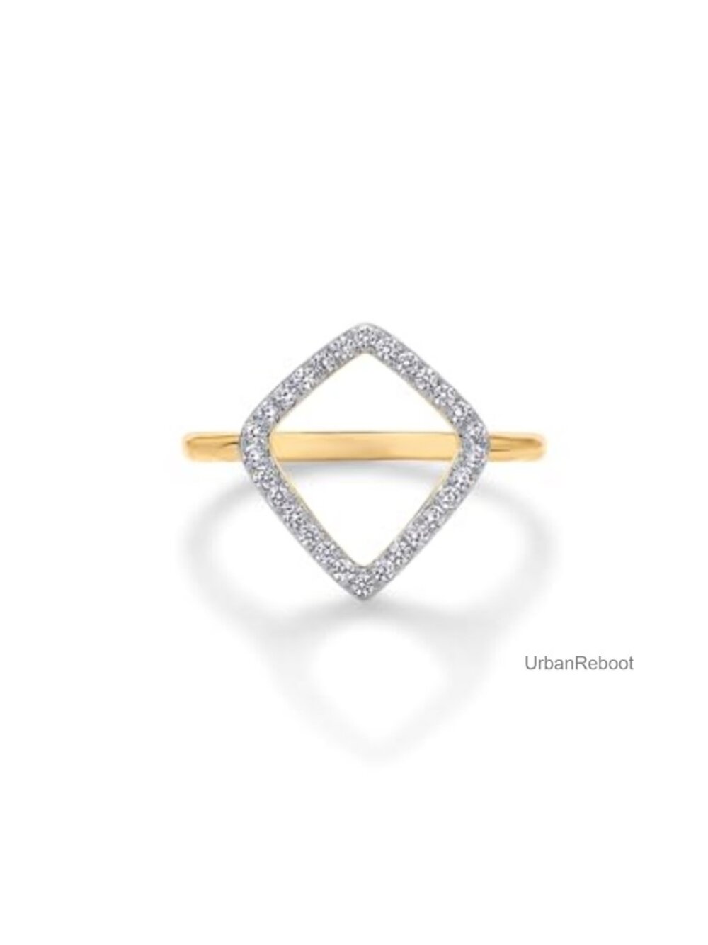 14K Yellow Gold Plated Diamond-Shaped Cubic Zirconia Statement Ring